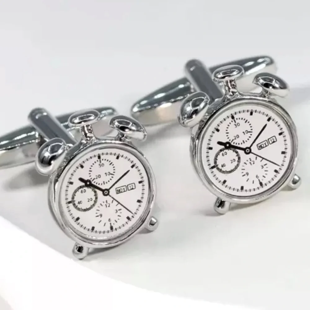Silver Stopwatch Dial Cufflinks - Men Accessories